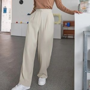Solid Slant Pocket Wide Leg Pants